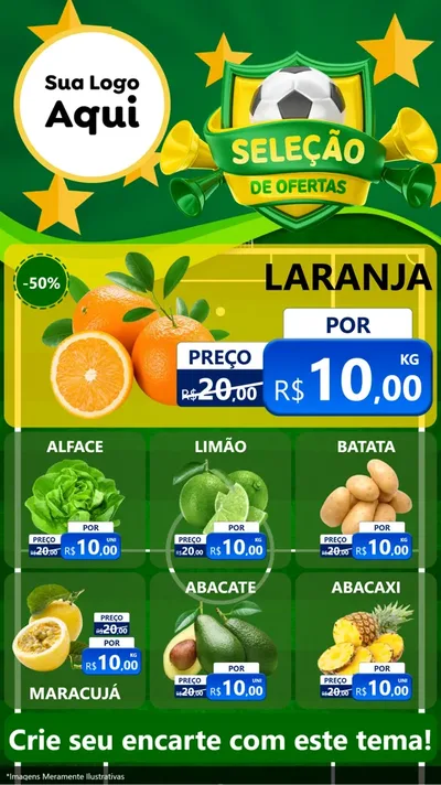 Modelo de Rede Social para Stories com o tema Seleção de Ofertas - Copa para Hortifrúti