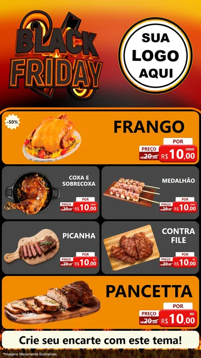 Modelo de TV para TV Vertical com o tema Black Friday para Assados