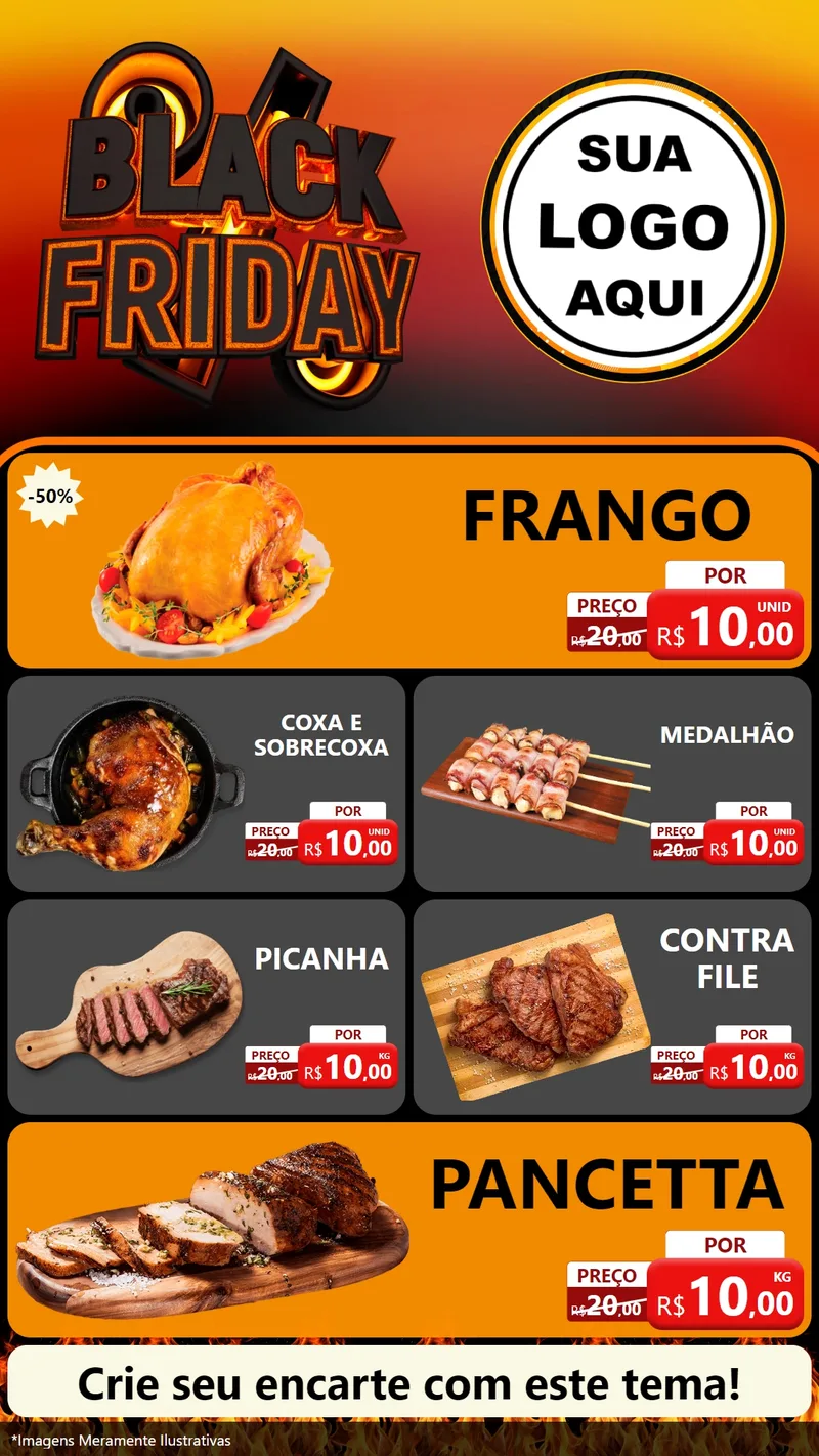 Modelo de TV para TV Vertical com o tema Black Friday para Assados