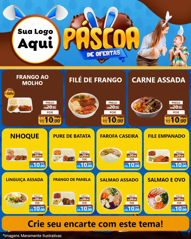 Modelo de Rede Social para Feed Instagram com o tema Páscoa de Ofertas para Restaurante
