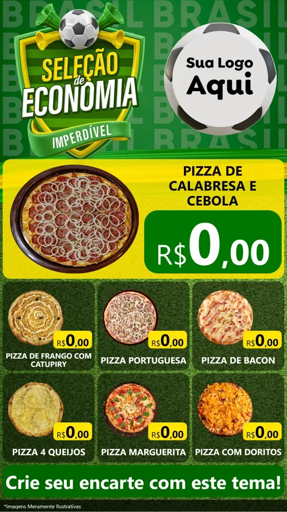 Modelo de Rede Social para Stories com o tema Seleção de Economia - Copa para Pizzaria