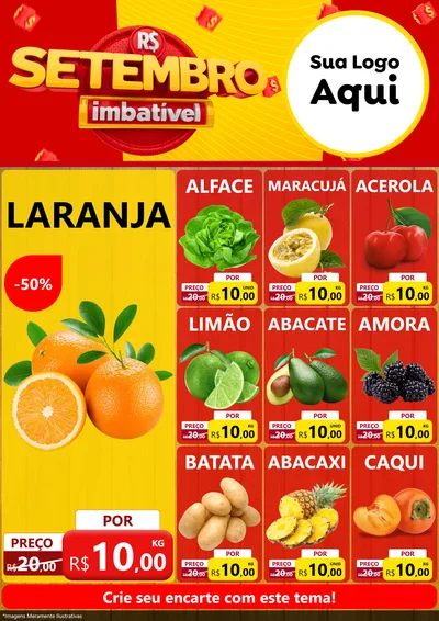 Modelo de Encarte para Encarte A4 Vertical com o tema Setembro Imbatível para Hortifrúti
