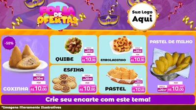 Modelo de TV para TV Horizontal com o tema Folia de Ofertas para Salgadaria