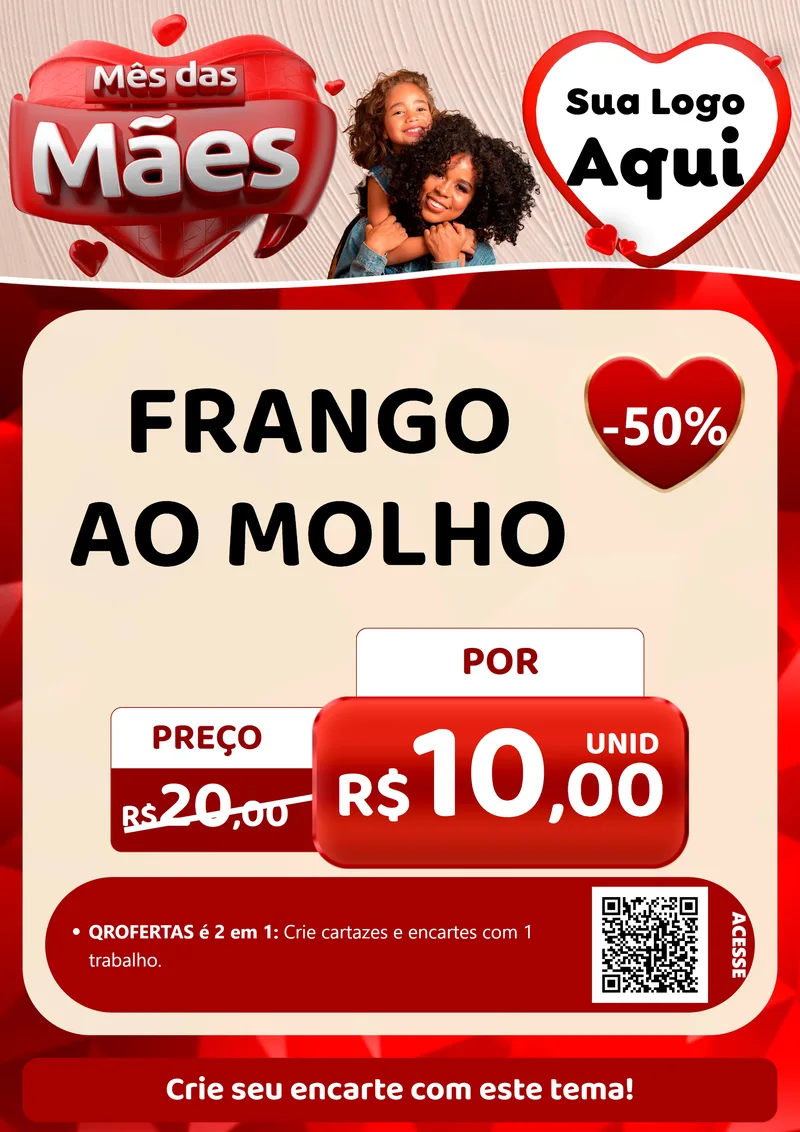 Modelo de Cartaz para Cartaz A4 Vertical com o tema Mês das Mães para Restaurante
