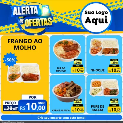 Modelo de Rede Social para Feed Facebook com o tema Alerta de Ofertas para Restaurante