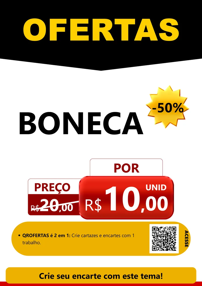 Modelo de Cartaz para Cartaz A4 Vertical com o tema Ofertas Preto e Vermelho Cartaz para Brinquedos