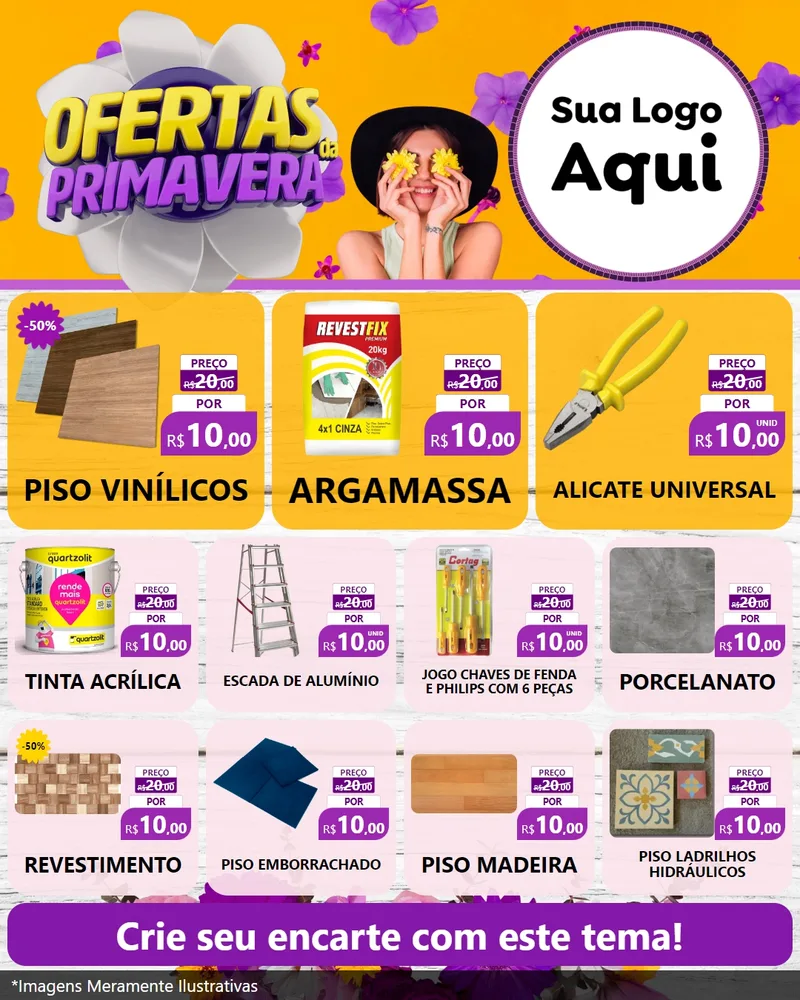 Modelo de Rede Social para Feed Instagram com o tema Ofertas Da Primavera para Material para Construção