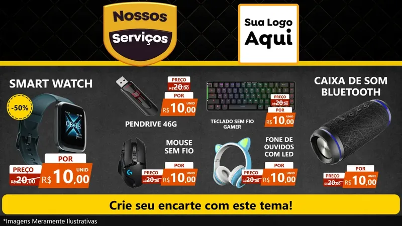 Modelo de TV para TV Horizontal com o tema Nossos Serviços para Informática