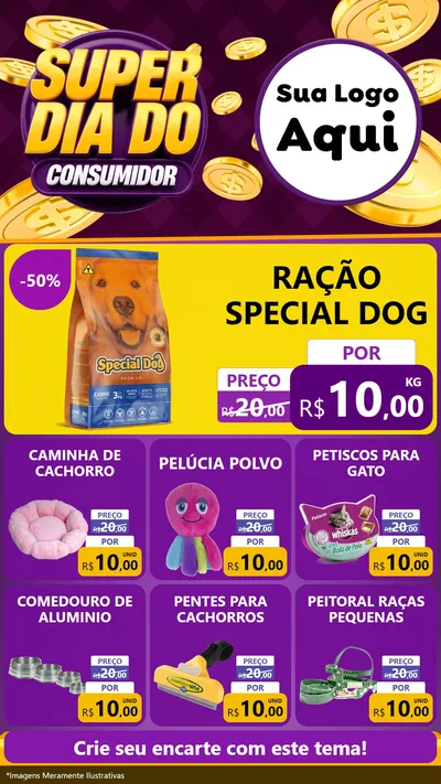 Modelo de Rede Social para Stories com o tema Super Dia do Consumidor para Pet Shop