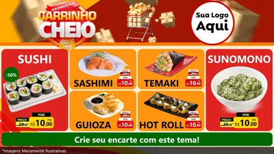 Modelo de TV para TV Horizontal com o tema Promoção carrinho cheio para Comida japonesa