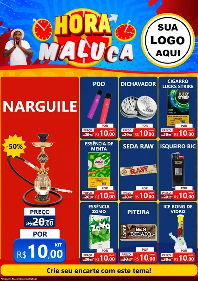 Modelo de Encarte para Encarte A4 Vertical com o tema Hora Maluca para Tabacaria