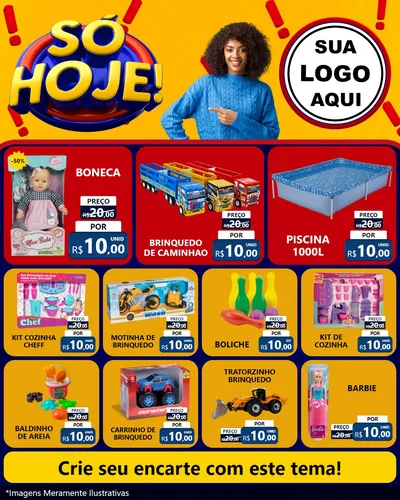 Modelo de Rede Social para Feed Instagram com o tema Só Hoje! para Brinquedos