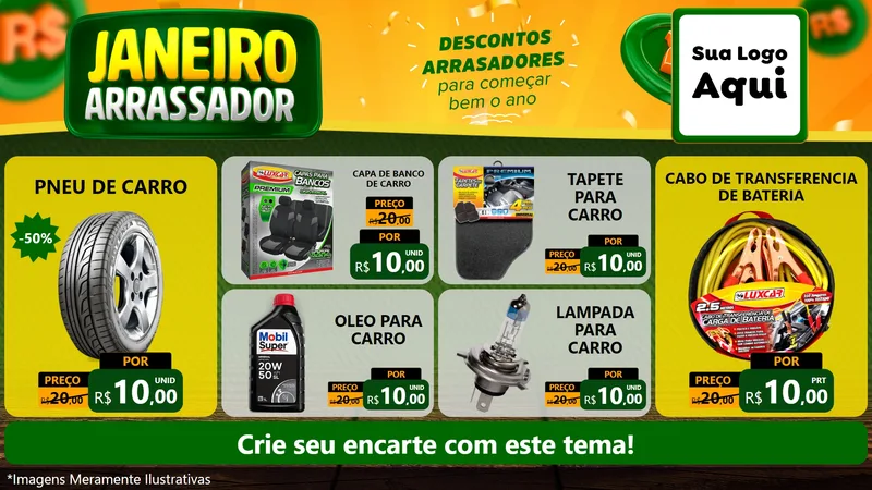 Modelo de TV para TV Horizontal com o tema Janeiro Arrasador para Auto peças