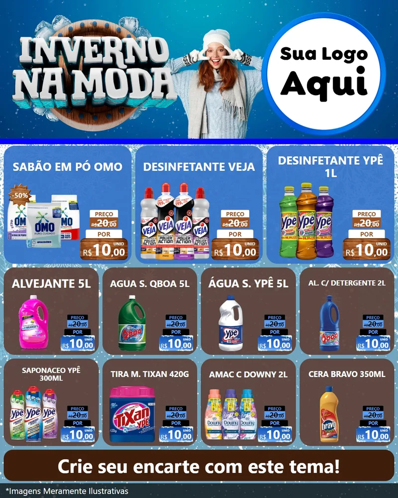 Modelo de Rede Social para Feed Instagram com o tema Inverno na Moda para Produtos de Limpeza