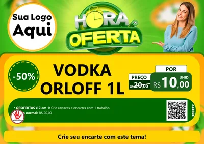 Modelo de Cartaz para Cartaz A4 Horizontal com o tema Hora da Oferta para Distribuidora de bebidas