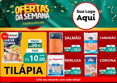 Modelo de Encarte para Encarte A4 Horizontal com o tema Ofertas da Semana Farroupilha para Peixaria