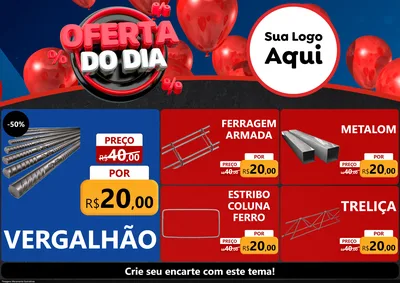 Modelo de Encarte para Encarte A4 Horizontal com o tema Oferta do Dia para Ferragens