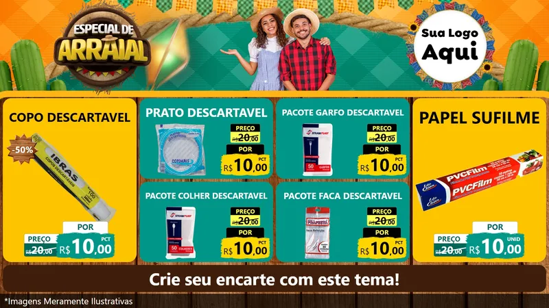 Modelo de TV para TV Horizontal com o tema Especial De Arraial para Embalagens
