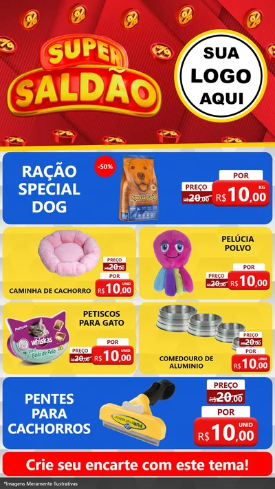 Modelo de TV para TV Vertical com o tema Super Saldão para Pet Shop
