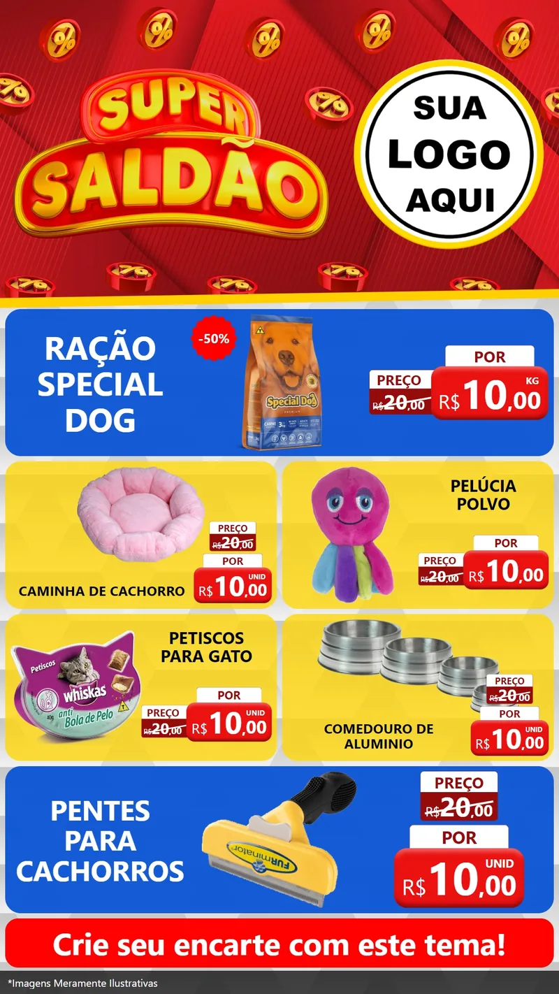 Modelo de TV para TV Vertical com o tema Super Saldão para Pet Shop