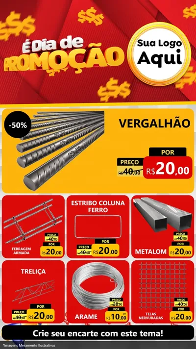 Modelo de Rede Social para Stories com o tema É Dia De Promoção para Ferragens
