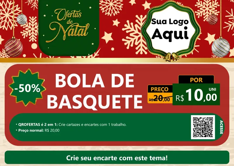 Modelo de Cartaz para Cartaz A4 Horizontal com o tema Natal de Ofertas para Artigos Esportivos