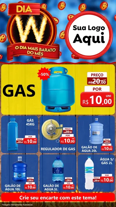 Modelo de Rede Social para Stories com o tema Dia W - O Dia Mais Barato Do Mês para Água e gás