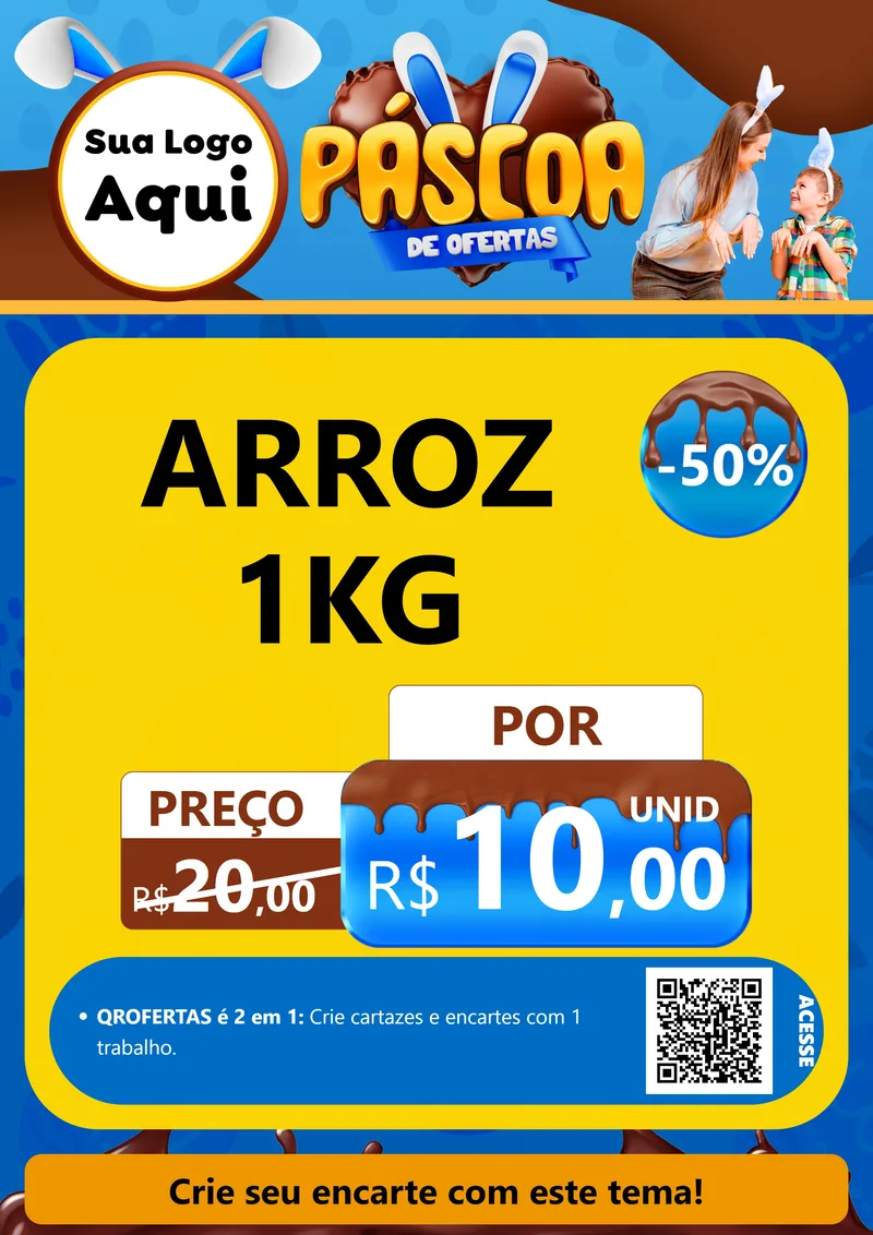 Modelo de Cartaz para Cartaz A4 Vertical com o tema Páscoa de Ofertas para Supermercado
