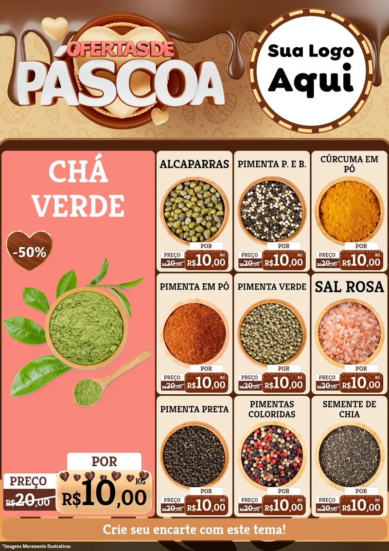 Modelo de Encarte para Encarte A4 Vertical com o tema Ofertas de Páscoa para Produtos Naturais