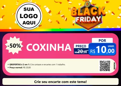 Modelo de Cartaz para Cartaz A4 Horizontal com o tema Black Friday para Salgadaria