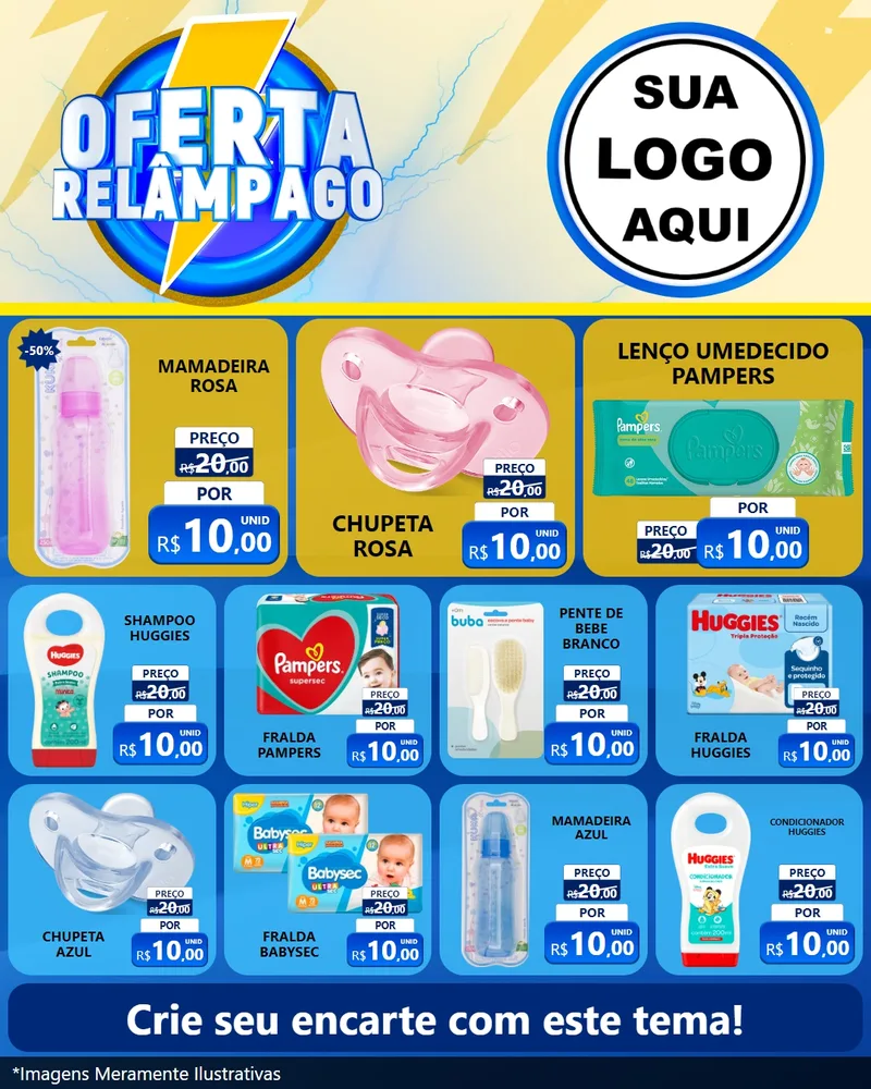 Modelo de Rede Social para Feed Instagram com o tema Oferta Relâmpago para Bebês