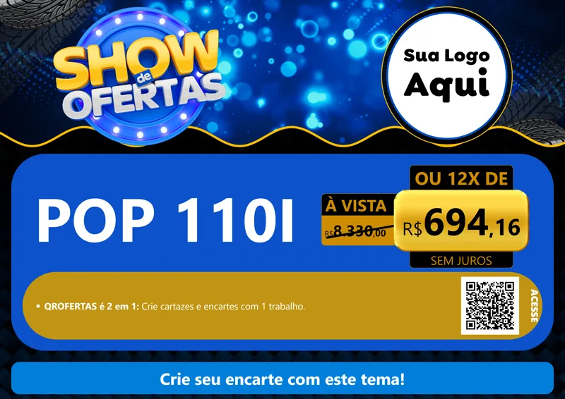 Modelo de Cartaz para Cartaz A4 Horizontal com o tema Show de Ofertas para Concessionaria de Motos