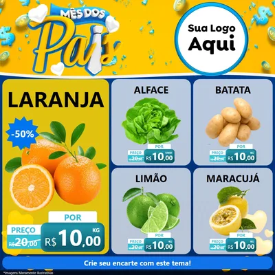 Modelo de Rede Social para Feed Facebook com o tema Mês dos Pais para Hortifrúti