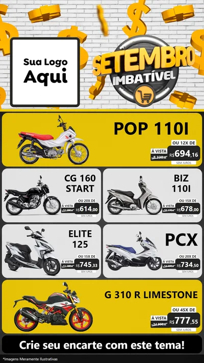 Modelo de TV para TV Vertical com o tema Setembro Imbatível para Concessionaria de Motos