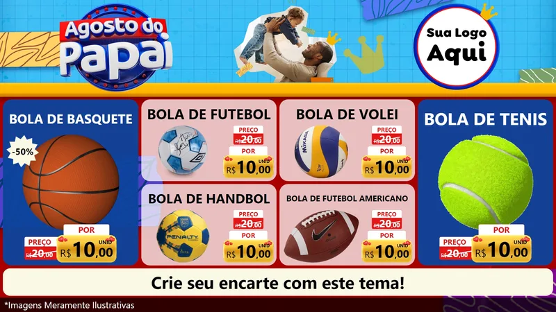 Modelo de TV para TV Horizontal com o tema Agosto do Papai para Artigos Esportivos