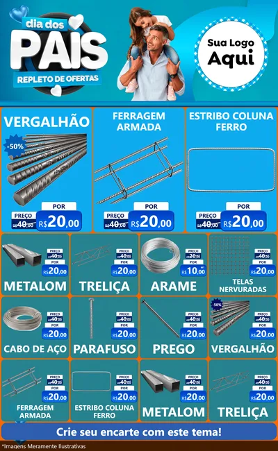 Modelo de Encarte para Encarte Grande com o tema Dia Dos Pais Repleto de Ofertas para Ferragens