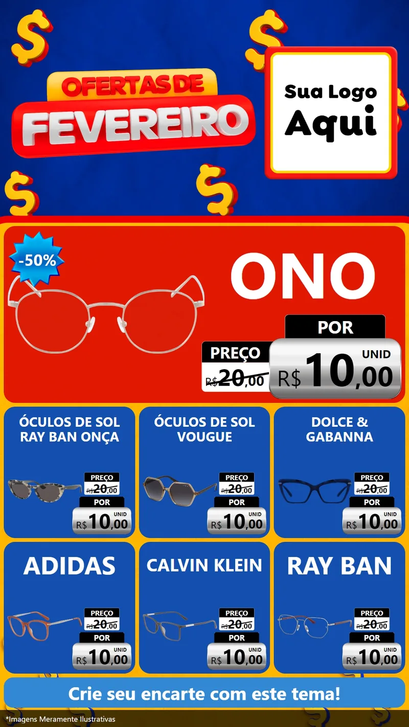 Modelo de Rede Social para Stories com o tema Ofertas de Fevereiro para Óticas