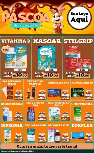 Modelo de Encarte para Encarte Grande com o tema Páscoa Fantástica para Farmácia