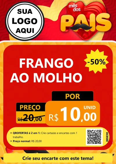 Modelo de Cartaz para Cartaz A4 Vertical com o tema Mês Dos Pais para Restaurante