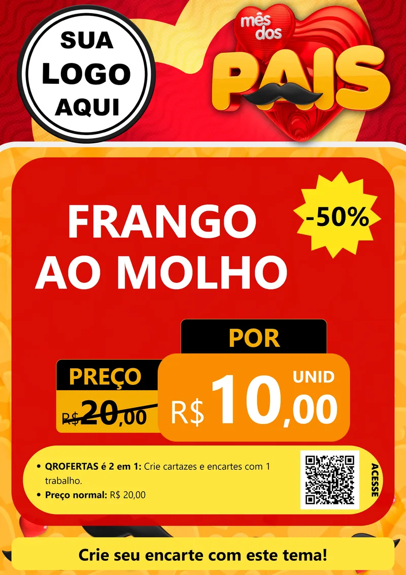 Modelo de Cartaz para Cartaz A4 Vertical com o tema Mês Dos Pais para Restaurante