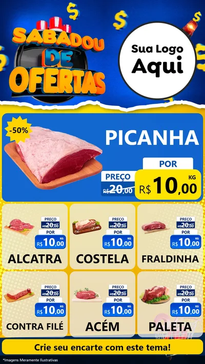 Modelo de Rede Social para Stories com o tema Sabadou de Ofertas para Açougue