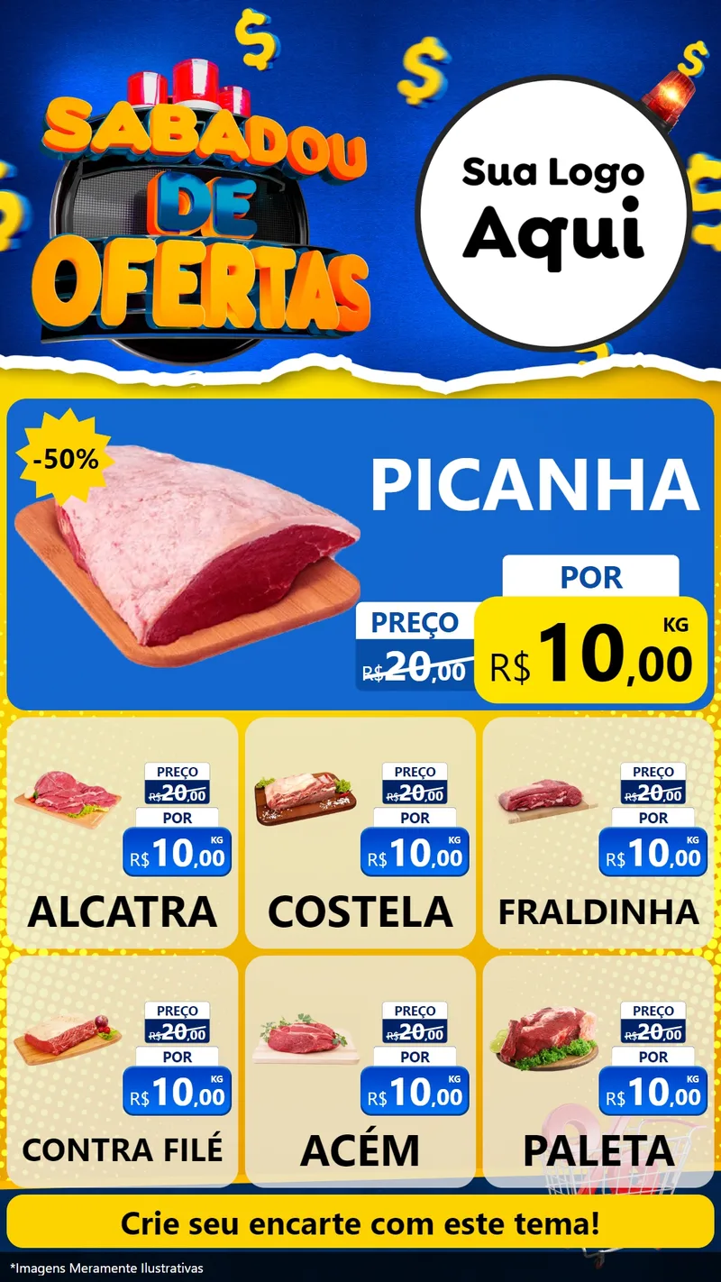 Modelo de Rede Social para Stories com o tema Sabadou de Ofertas para Açougue