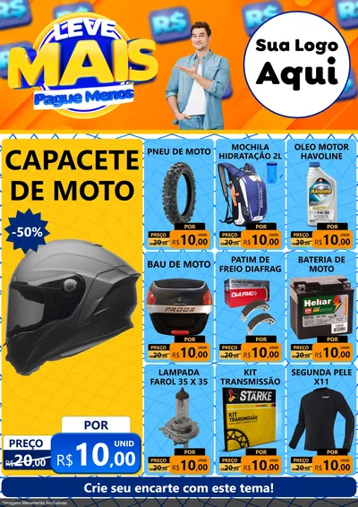 Modelo de Encarte para Encarte A4 Vertical com o tema Leve Mais, Pague Menos para Moto peças