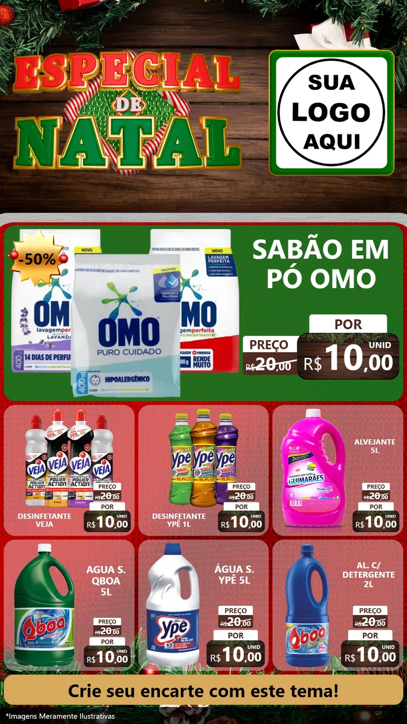 Modelo de Rede Social para Stories com o tema Especial de Natal para Produtos de Limpeza