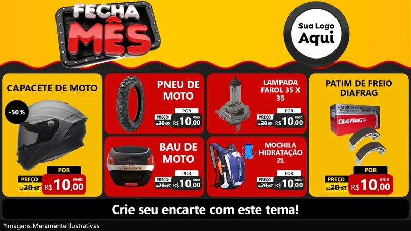 Modelo de TV para TV Horizontal com o tema Fecha Mês para Moto peças