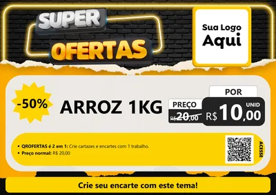 Modelo de Cartaz para Cartaz A4 Horizontal com o tema Super Ofertas para Supermercado