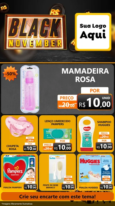 Modelo de Rede Social para Stories com o tema Black November para Bebês