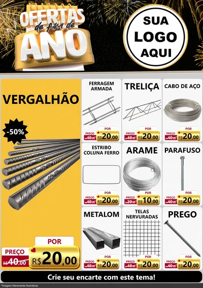Modelo de Encarte para Encarte A4 Vertical com o tema Ofertas de Fim de Ano para Ferragens