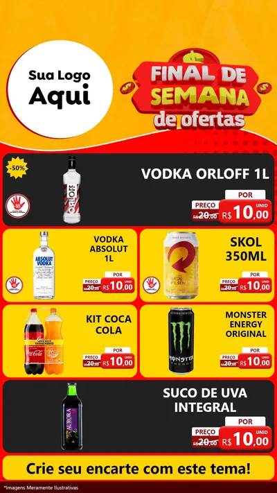 Modelo de TV para TV Vertical com o tema Final de Semana de Ofertas para Distribuidora de bebidas