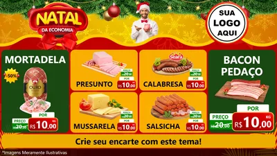 Modelo de TV para TV Horizontal com o tema Natal da Economia para Frios e Laticínios